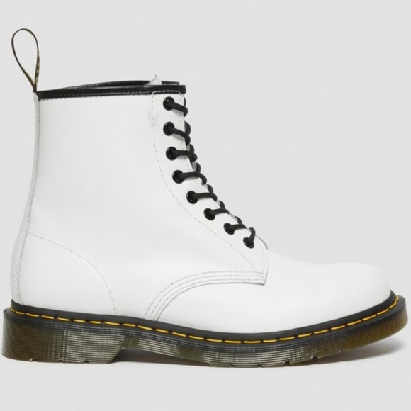 Dr. Martens 1460 SMOOTH‎ white glossy patent LEATHER LACE UP BOOTS size 10 new - Picture 10 of 13